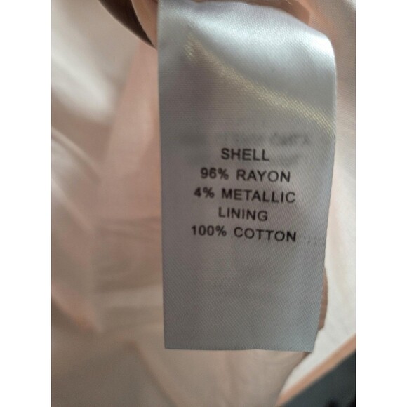 Anna Cate Veronica Dress S Peach Rose Gold V-Neck Ruffle Hem Metallic Stripe - Picture 9 of 10